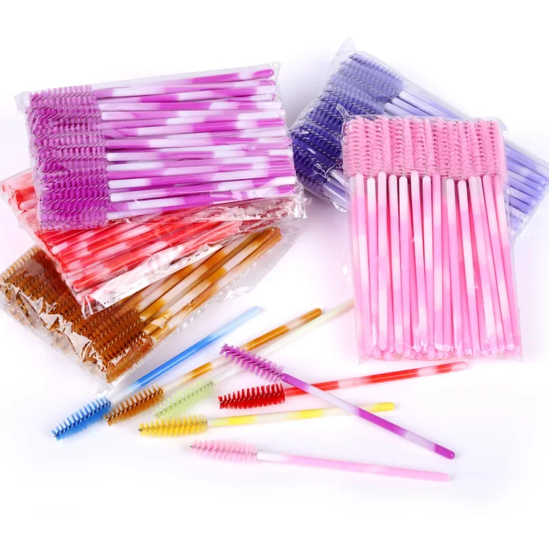 100pcs disposable eyelash brushes with colorful 2-toned rod, mascara applicators,eyelashes makeup brush