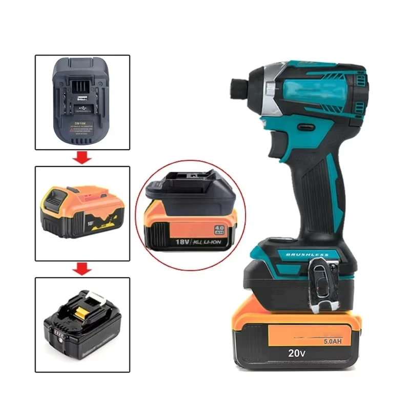 Electric Power Tool Adapter Converter DM18M Battery Adapter for Dewlt DCB200 DCB205 20V Lithium to for Makita BL1830