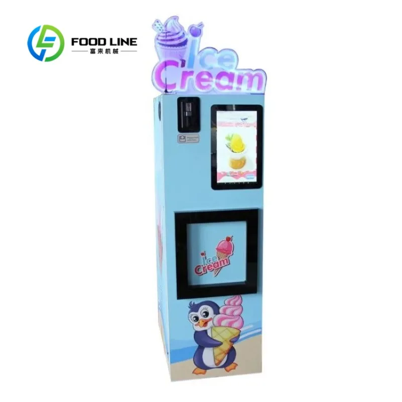 Customized size Commercial automatic cone ice cream vending machine with bank card payment