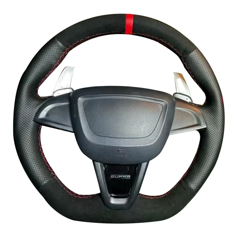 Non-Slip Suede Leather Car Steering Wheel Braid For Seat Ibiza 6J Mii 2012-2020 Hand Sewing Car Steering Wheel Cover - Image 2