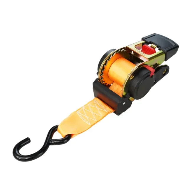 Hot sale Boat automatic 50mm 1.5T 1.8m retractable strap Cargo With one Hook Auto Retractable Ratchet Tie Down with bolt