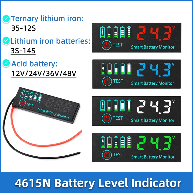 3S-14S 18650 Li-ion Lipo Lithium 7-40V Lead Acid Battery Level Indicator Tester LED Display Meter Module Capacity Voltage Meter