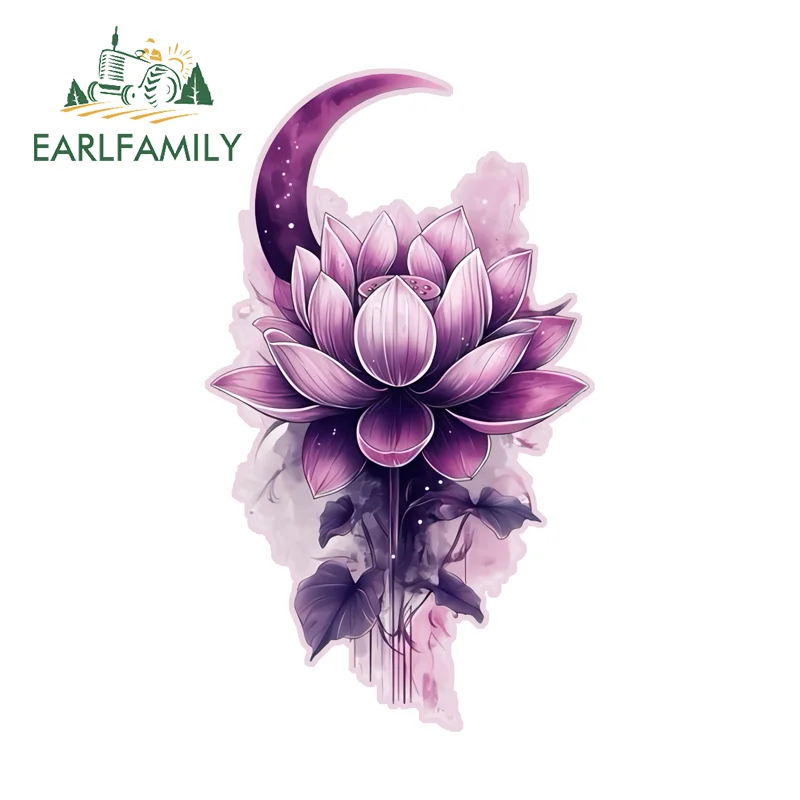 EARLFAMILY Lotus Flower Graffiti Car Stickers Hot Anime Item Scooter Decals Occlusion Scratch Suitable for PVC Graffiti Sticker