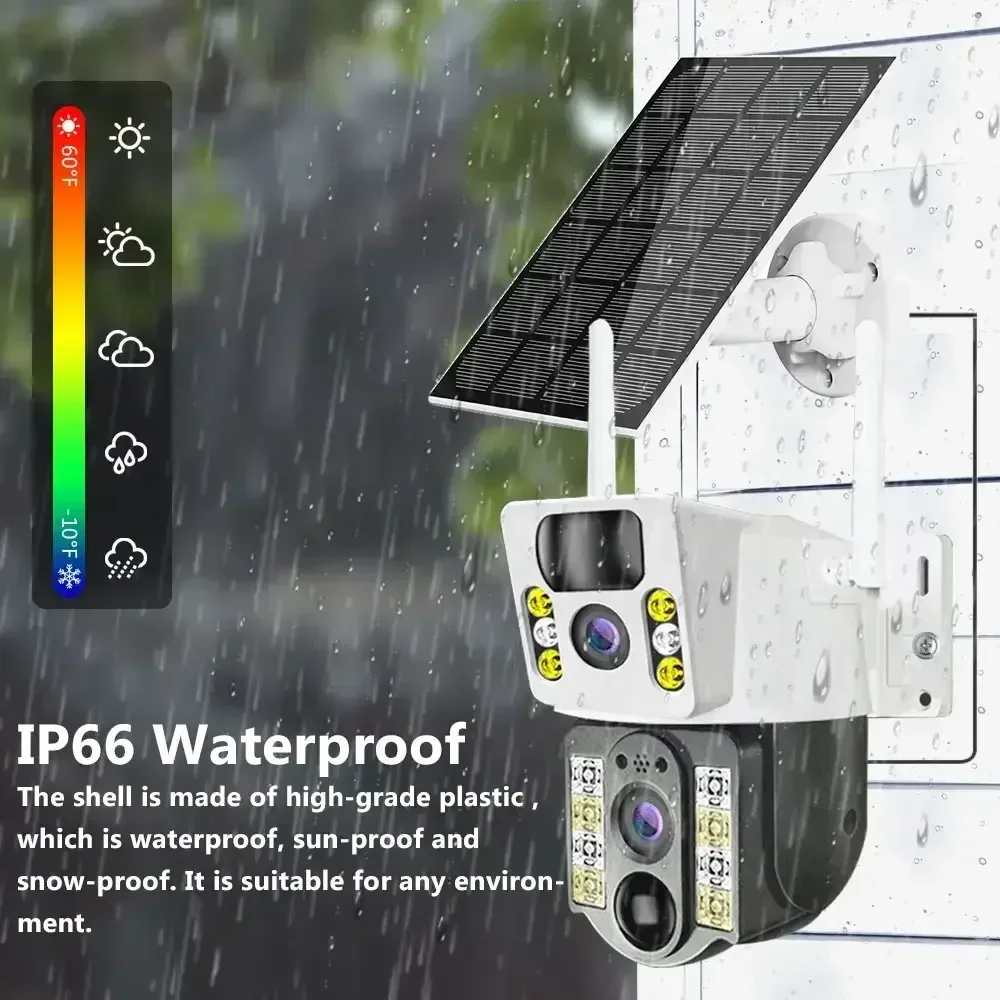 Imagem -06 - Câmera ip Solar com Lente Dupla Câmeras ip de Segurança Inteligente Detecção Humana Pir Câmera Cctv Baixa Potência V380pro 4g Sim 8mp 4k hd