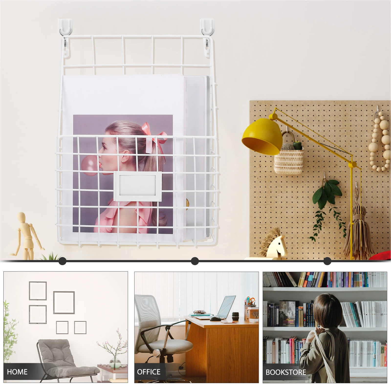 Подставка для книг и газет из кованого железа, настенная книжная полка, держатель папки для хранения, подвесной органайзер для файлов