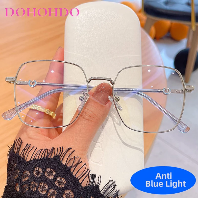 

Metal Big Frame Square Classic Blue Light Blocking Glasses Women Men Luxury Designer Computer Eye Protection Eyeglasses Lentes
