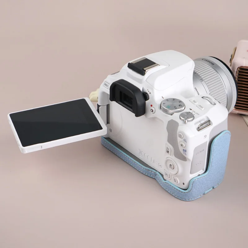 ฐานรองเค้กครึ่งกล้องสำหรับ Canon 200DII 200D Mark เคสคอมพิวเตอร์1/4สกรูฝาครอบกล้องพร้อมสายคล้องไหล่ฟิล์มกระจก