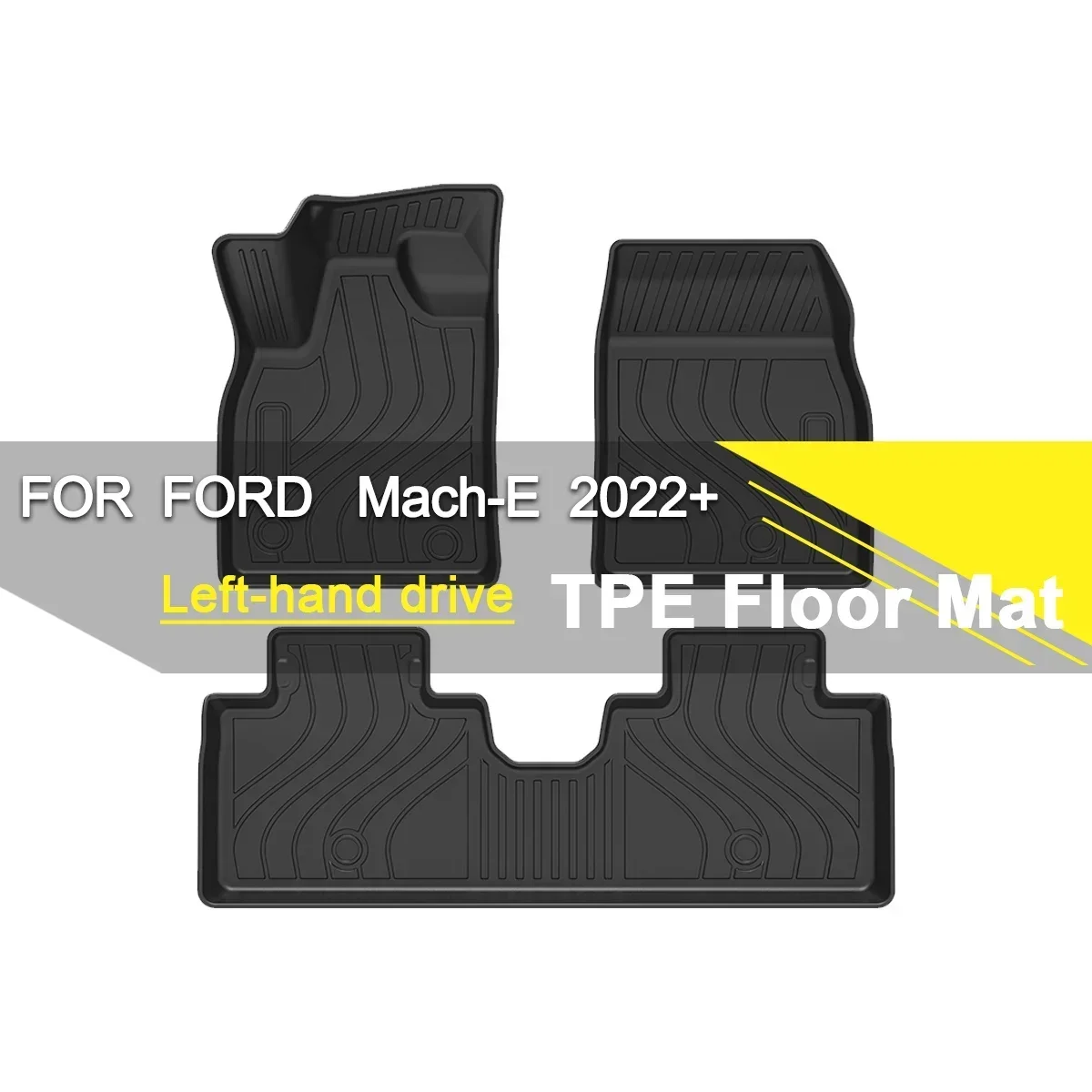 

Автомобильный напольный коврик из ТПЭ, резиновый, водонепроницаемый, нескользящий, полностью объемный, ремонт с левым рулем, автомобильные аксессуары для Ford Mach-E 2022+