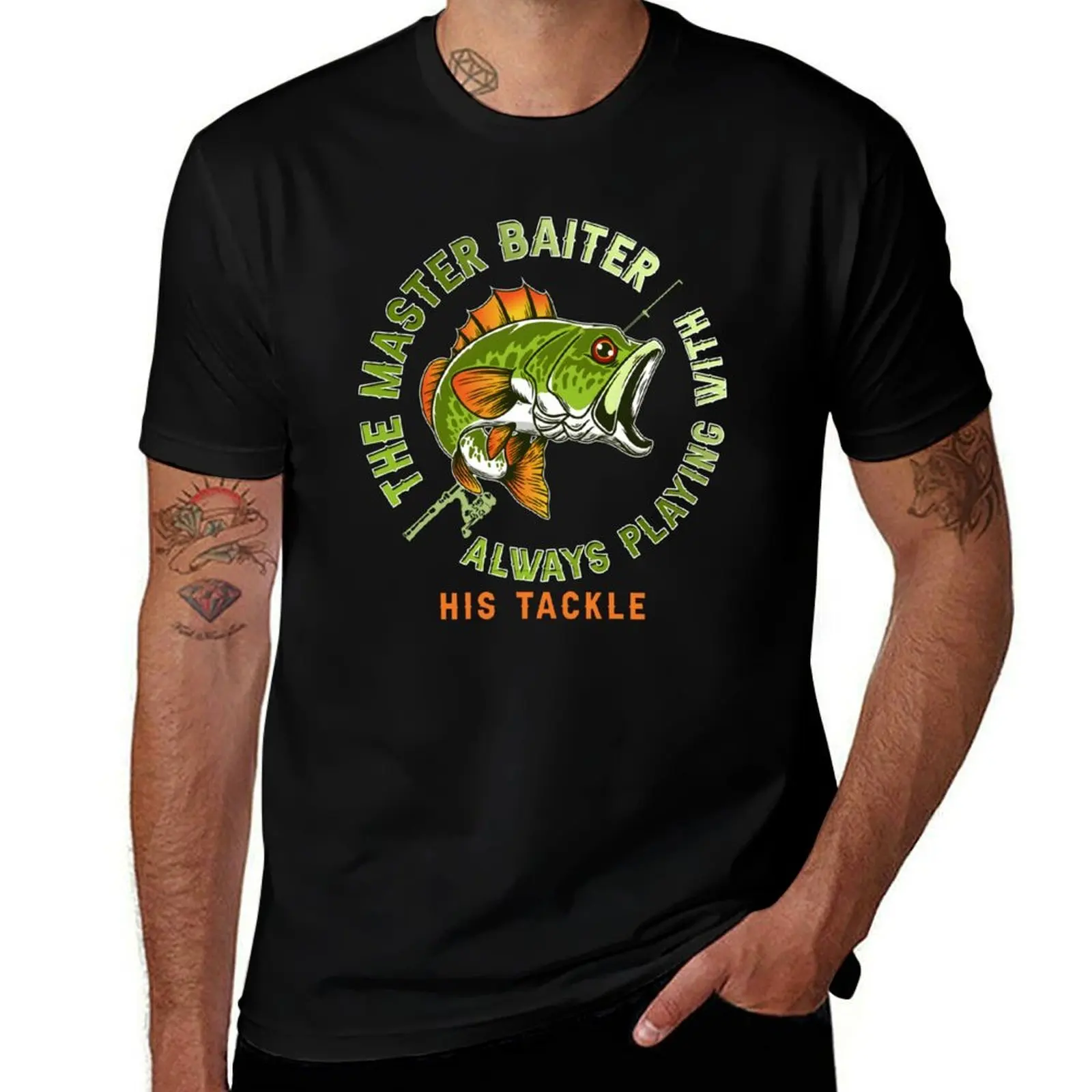 Master Baiter Always Playing With His Tackle Funny T-Shirt Anti-Wrinkle Short Sleeve T-Shirt