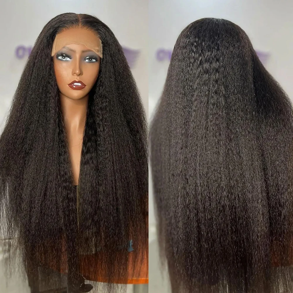 250% 30 pouces crépus droite 13x6 13x4 HD dentelle frontale perruque cheveux humains naturel Hailine bébé cheveux perruque Yaki droite perruques de cheveux humains
