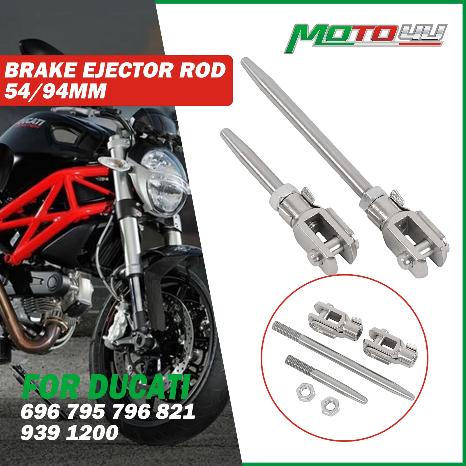 

54mm/94mm Stainless Steel Rear Brake Ejector Rod Motorcycle Brake Clutch Rod For Ducati 696/795/796/821/939/1200