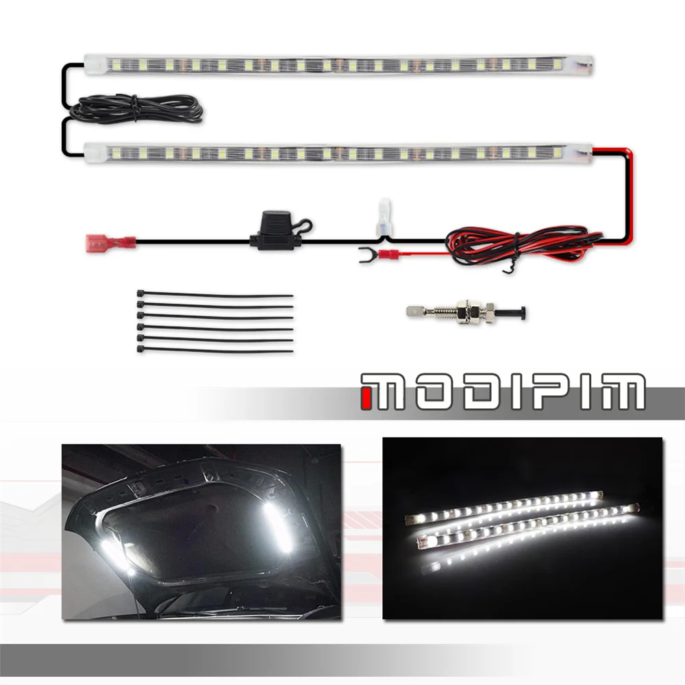 White LED Interior Light Bar Under Hood Work Inspection Strip Light Universal For Car Truck SUV Pickup Off-road Trailers Camper