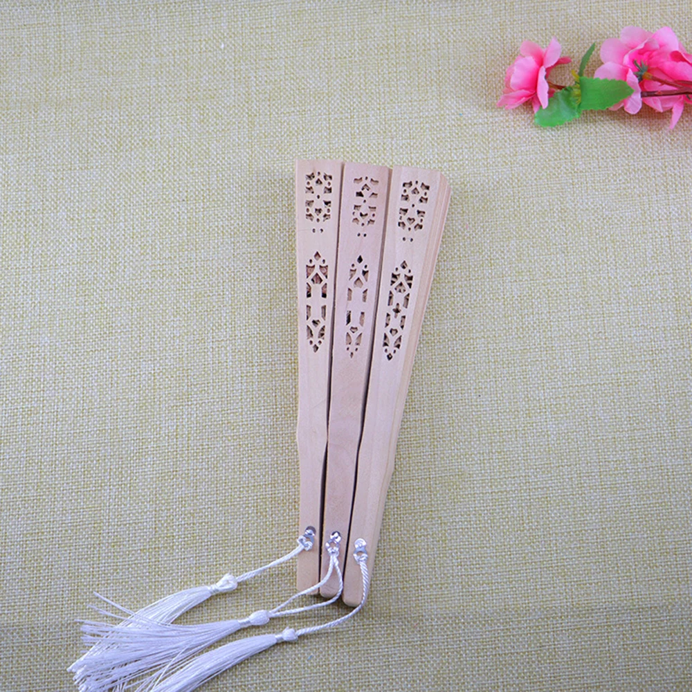 Vintage Wooden Hand Held Fan  Wooden Sandalwood Scented Foldable Hand Fan For Painting Wedding Blank Cloth Party Home