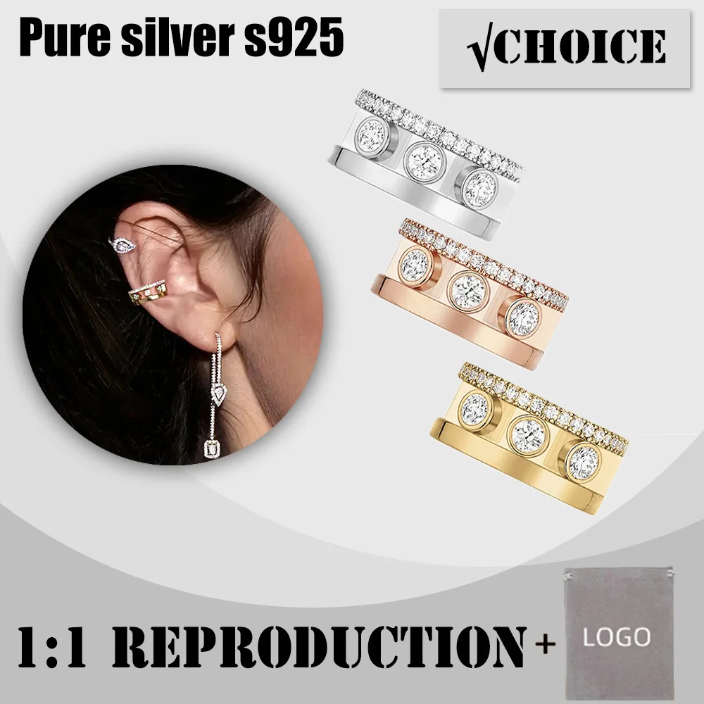 

Vintage style sterling silver s925 diamond earrings messik style Move Romane series high-end women's earrings