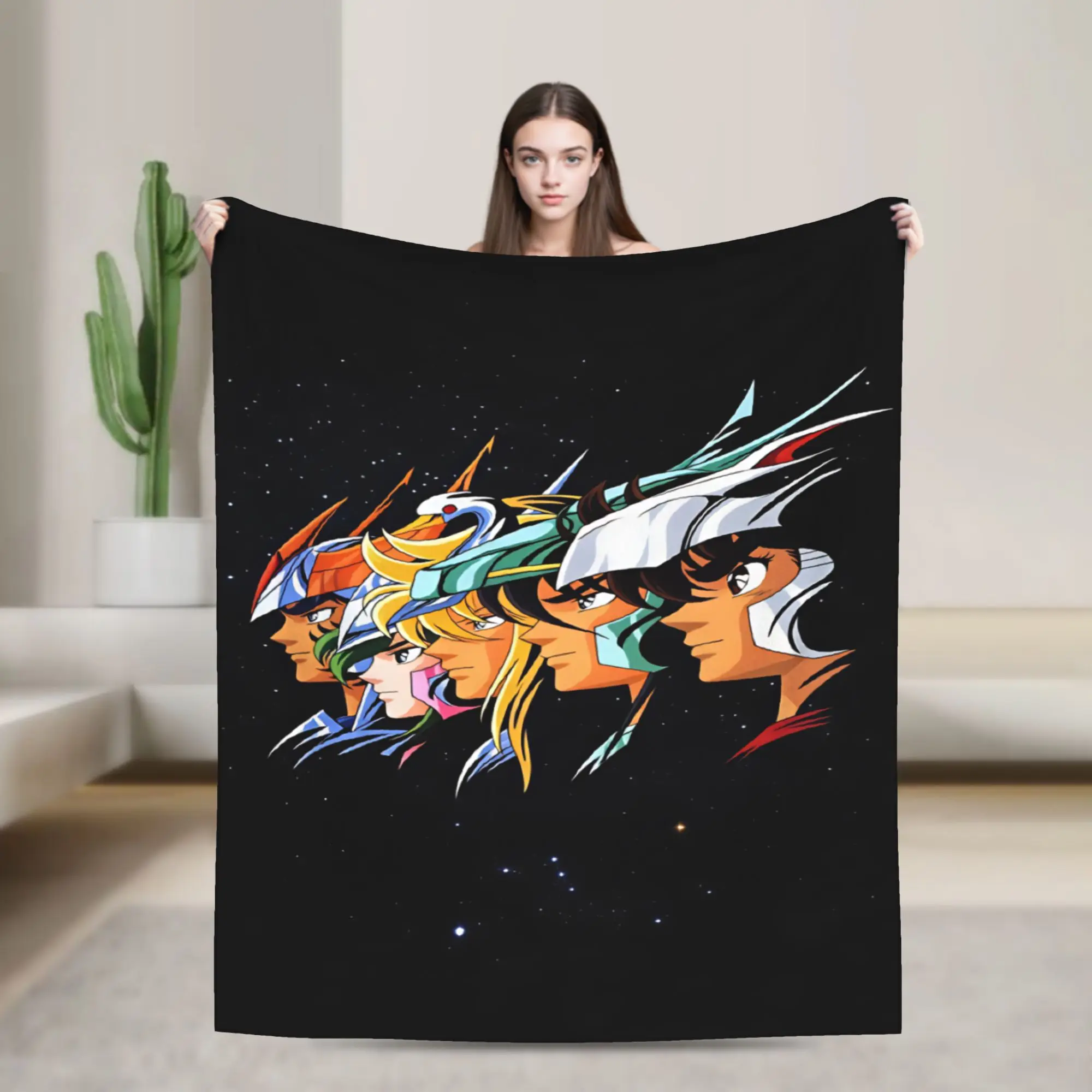 Saint Seiya Gold Saint Blankets  Soft Fashion Plush Throw Blanket For Couch Bed Camping Flannel Bedspread Bed Cover