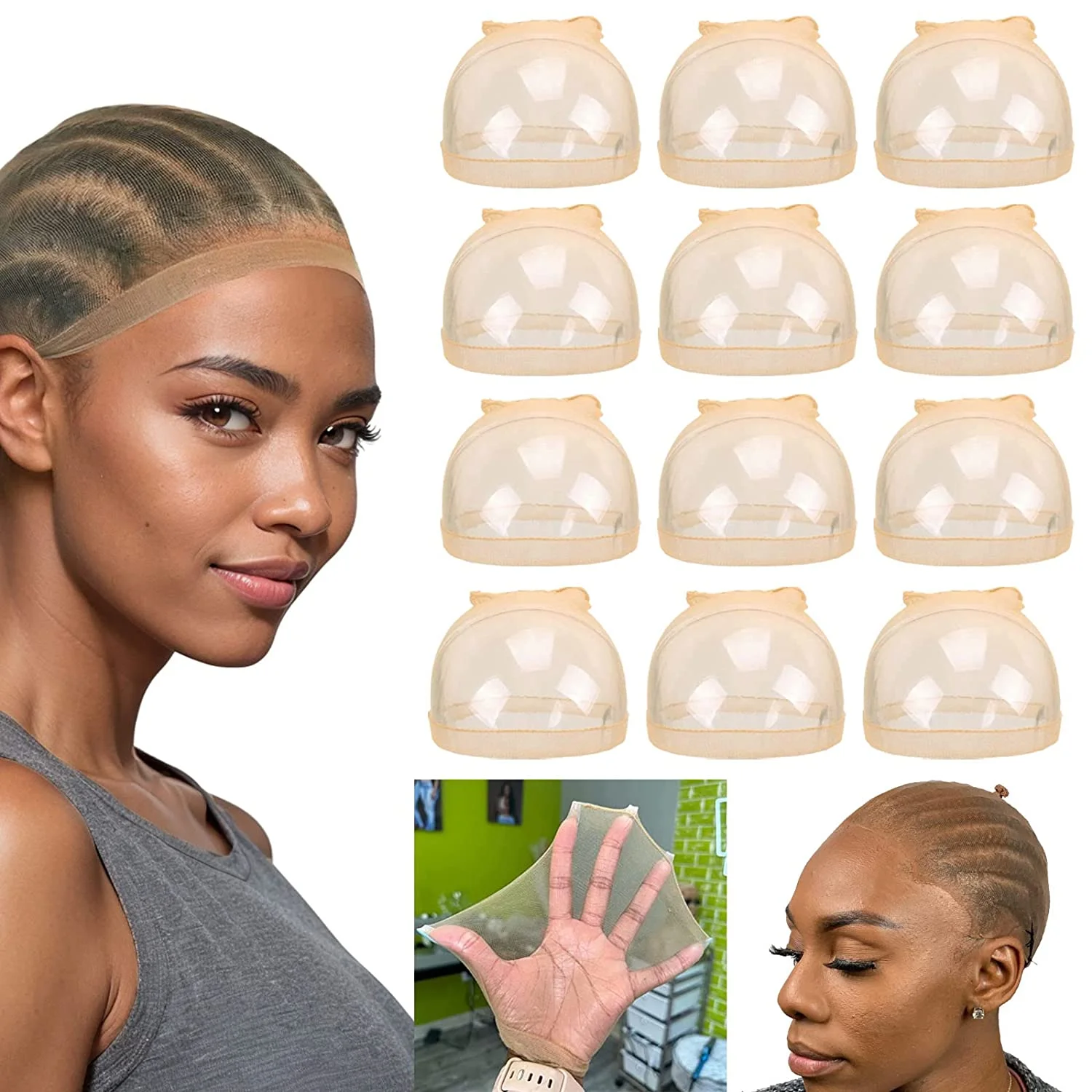 50packs/Lot HD Wig Cap for Lace Front Wig Thin and Breathable Stocking Caps for Wigs Transparent HD Stretchy Wig Caps Bald Cap