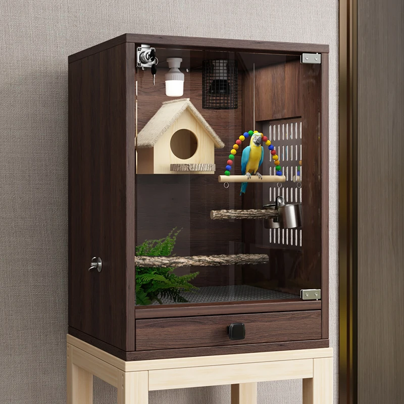 Bird cage, parrot cage, nest, solid wood breeding box, peony bird cage, special intelligent temperature control pet cage