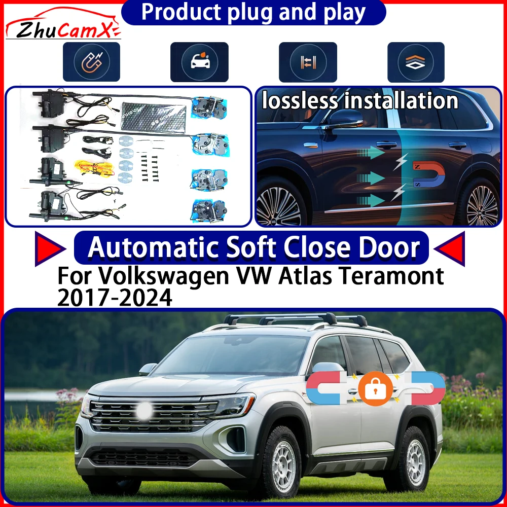 Door Lock Actuator for Volkswagen VW Atlas Teramont 2017-2024 Soft Close Door Kit Power Latch System Auto Pull Door Easy Close