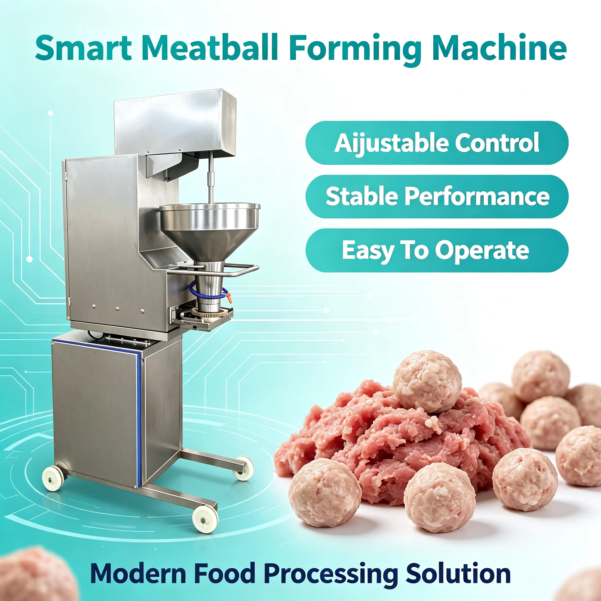 Meatball Making Machine, Stainless Steel Commercial Forming Equipment for Seafood Ball Mass Production Customized