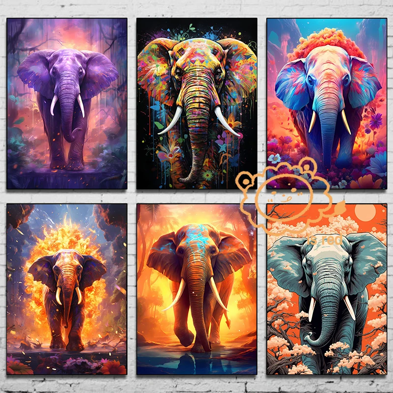 Elephant Poster Elephant Abstract Mysterious Painting Art Canvas printing Home Living Room wall decoration frameless painting