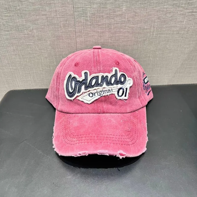 Новая старая бейсболка в американском стиле ретро, модная английская рваная кепка с вышивкой, женская шляпа для маленькой пары, трендовая бейсболка