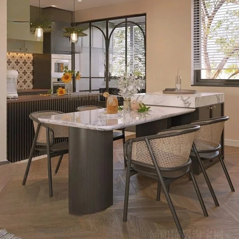 

Advanced Island Table One-Piece Dining Table Modern Minimalist Marble Stone Plate Retro Chic Silent Style New Home