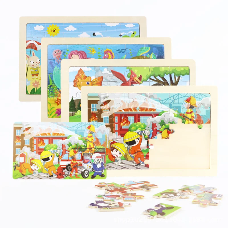Novo 30 peças quebra-cabeça de madeira crianças dos desenhos animados animais quebra-cabeças de madeira jogos do bebê cedo brinquedos educativos para crianças presente