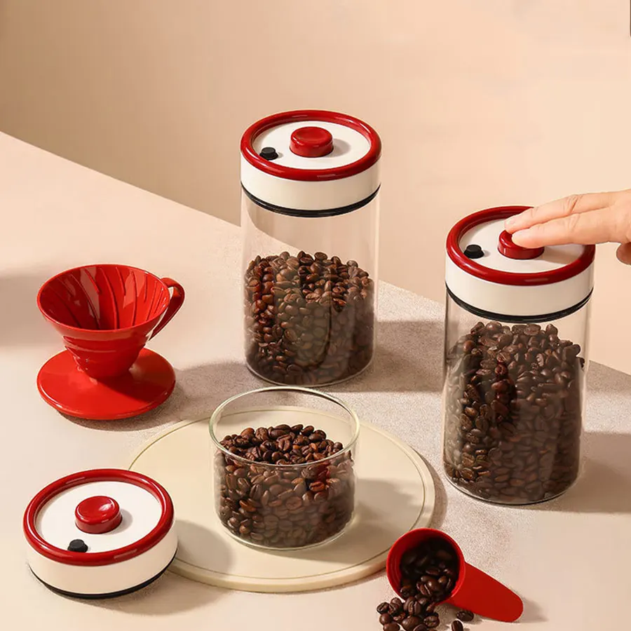 Coffee Sealed Jar, Negative Pressure Vacuum Jar, Glass Storage Jar, Tea, Grains, and Miscellaneous Grains Storage Jar