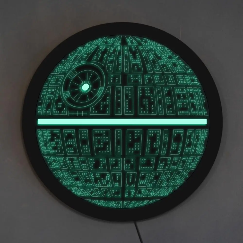 Death Star 3D Optical Illusion LED Neon Sign Board Fictional Mobile Space Station LED Illuminated Display Night Light Room Decor