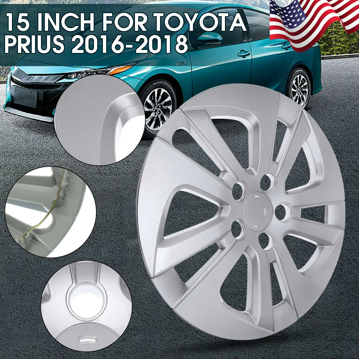 1pc 15inch Wheel Cover Caps Hubcaps For Toyota Prius 2010 2011 2012 2013 2014 2015 2016 Car Tire Wheel Center Hub Caps