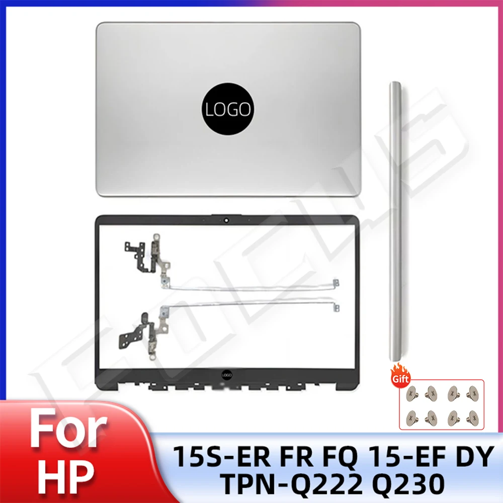 capa para laptop para hp 15s fq 15s fr 15s eq 15 ef 15 er 15 dy tpn q222 tpn q230 tampa traseira lcd moldura frontal dobradicas caixa de prata novo 01