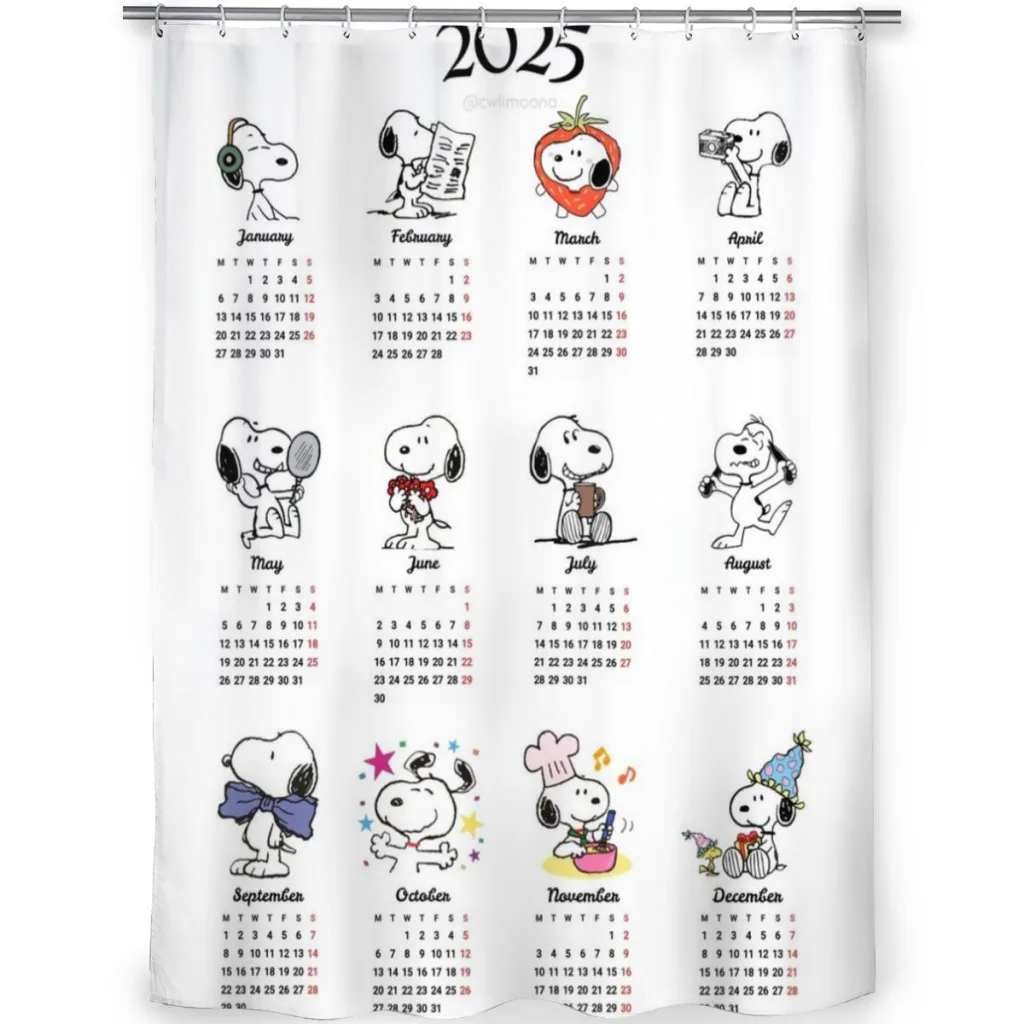 Snoopy Shower Curtain Landscape Bath Curtain With Hooks for Bathroom waterproof