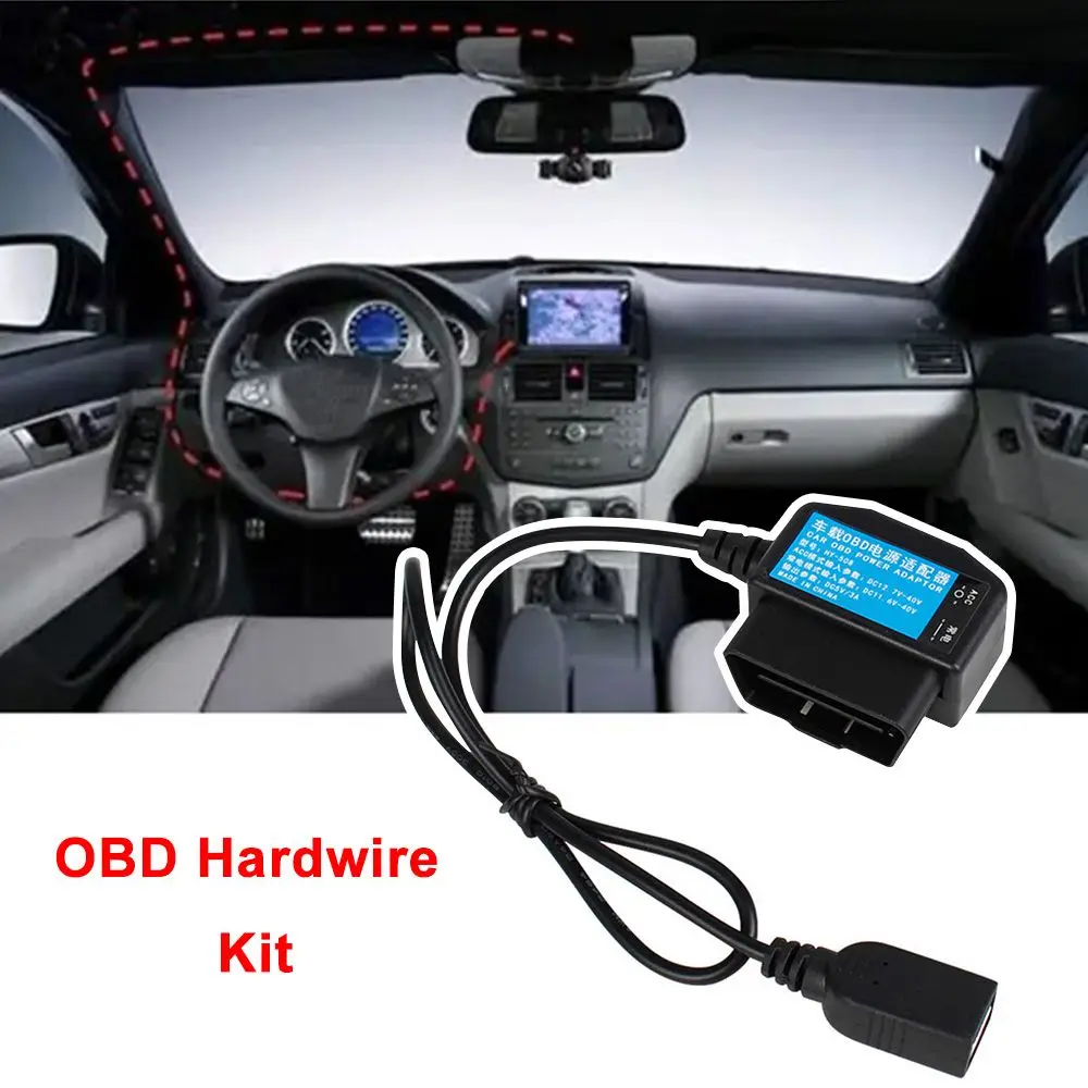 24 Hours Parking Monitoring 5V 3A USB Car Charge Cable OBD Hardwire Kit with Switch Wire for Dash Cam Camcorder Vehicle DVR