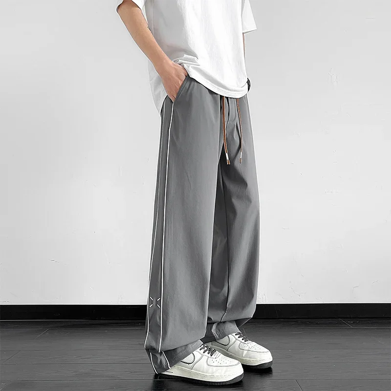 LIBIELIY Zomer heren Joggingbroek Wijde Pijpen Rechte Ijs Zijde Koelbroek Big Size 8XL 7XL 6XL Sportkleding Loose Fit Track Trouse