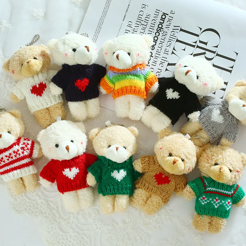 Netter Bär Plüschtier Schlüsselanhänger Pullover Winziger Bär Puppe Anhänger Tier Stofftier für Mädchen Rucksack Zubehör Kinder kleines Geschenk