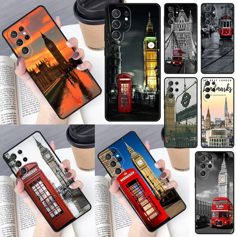 Famous London Landmarks Street Sign Cover For Samsung Galaxy S23 Ultra S22 S20 S21 FE S8 S9 S10 Plus Note 10 20 Ultra phone Case