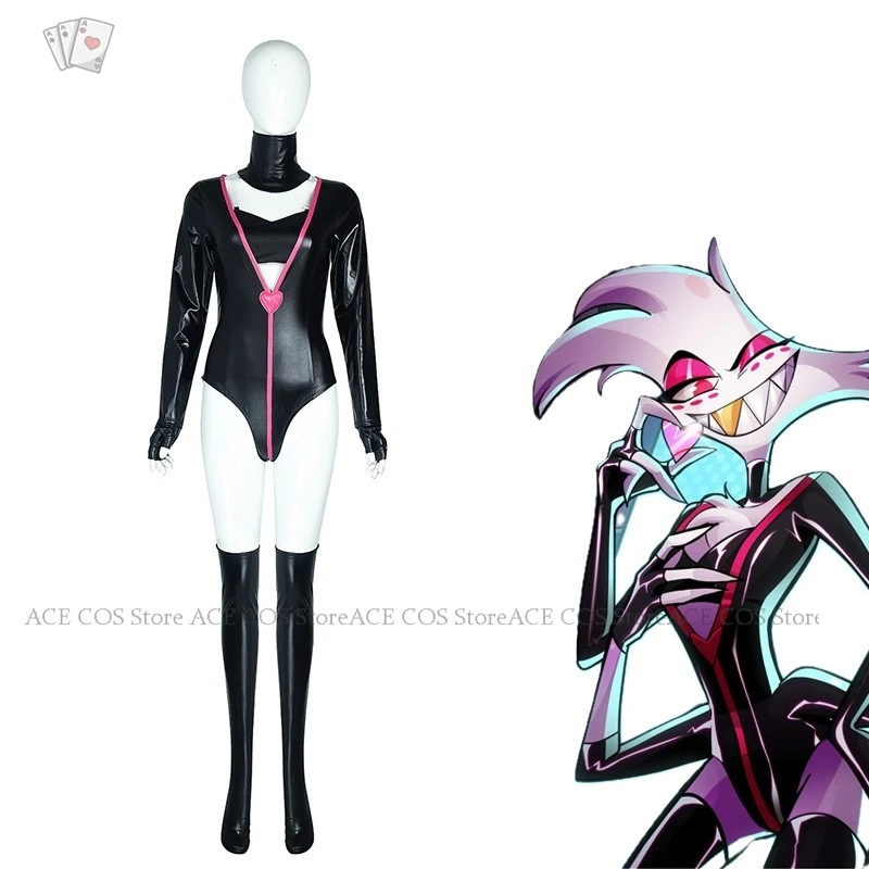 Anime Hazbin Angel Dust Hotel Cosplay Costume Spider AD New Suit Doujin Black Dance Uniform Angel Sexy Jumpsuit Halloween Party