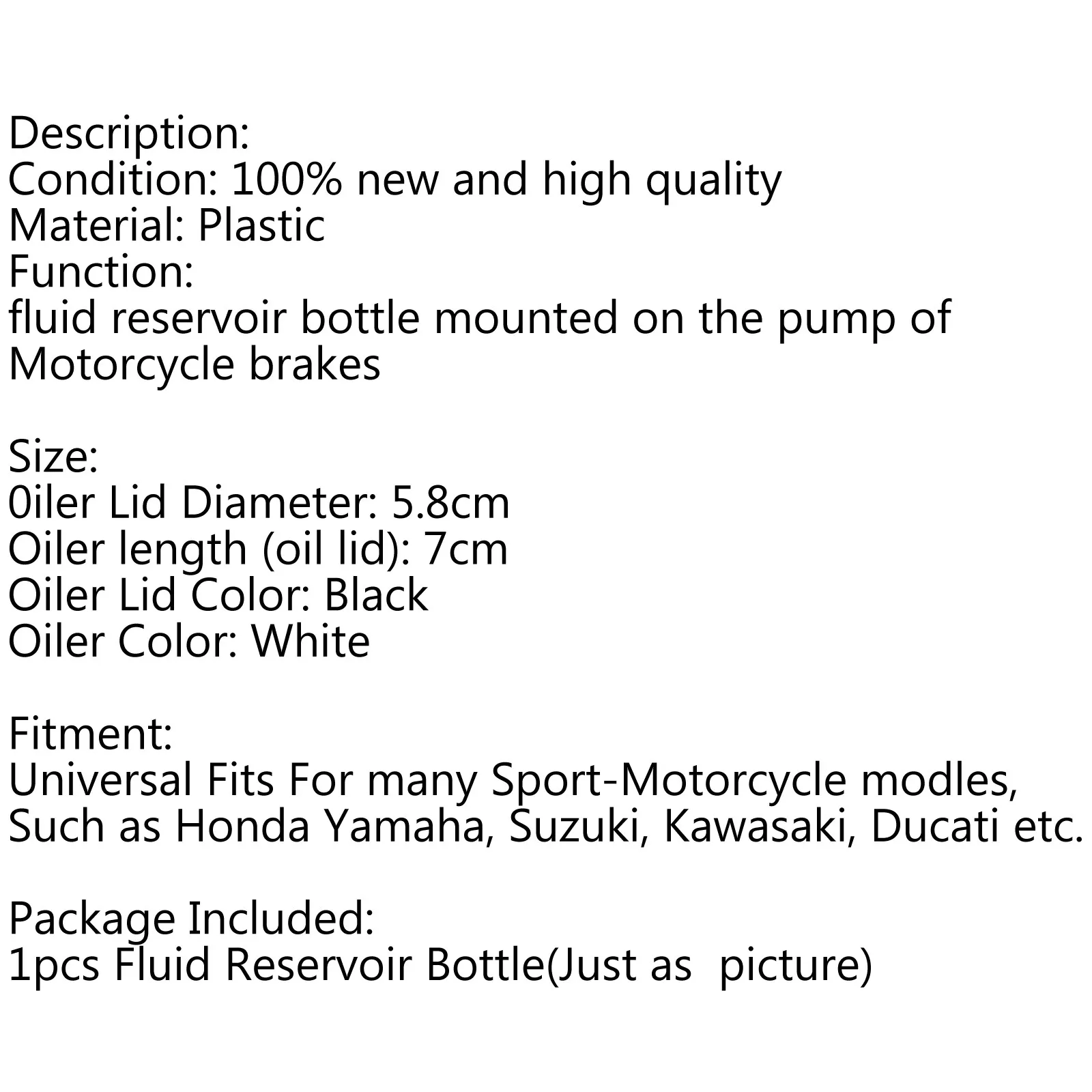 Areyourshop – bouteille de liquide de frein avant cylindre principal, réservoir d\'huile, moteur de tasse, universel, pour Kawasaki Ninja 500, Yamaha