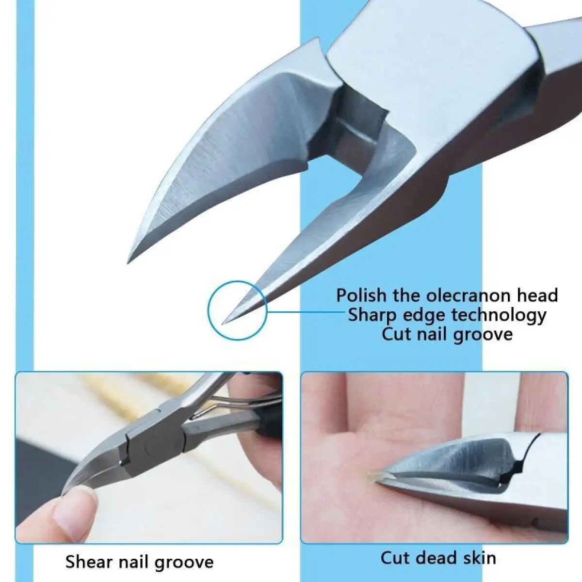 Juego de cortaúñas curvadas de acero inoxidable, herramientas de belleza para uñas masculinas y femeninas