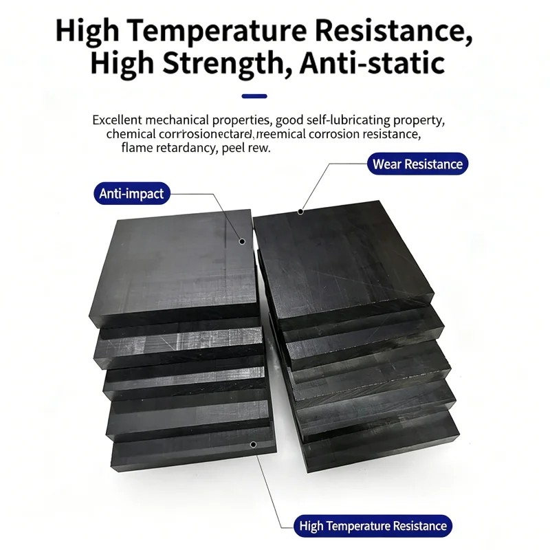 Anti-Static Black PEEK Sheet Polyetheretherketone Flat Plate 5-50mm Thick High Temperature Engineering Plastic Board All Sizes