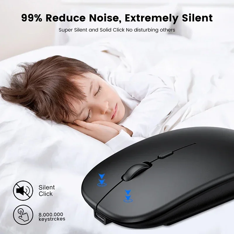 【Fast Delivery】Wireless Bluetooth Mouse Rechargeable 2.4G Dual Mode Silent Ultra Thin Silent Mice For Laptop Pc Gaming Mouse