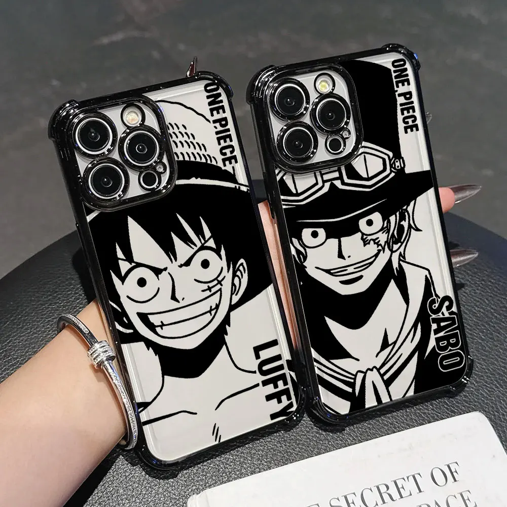

Cool SaboS LuffyS Aces Plating Phone Case For Xiaomi Redmi A7 15 15C 14C K50 Note 15 14 13 12 12s Pro Plus 4G5G Anti Fall Airbag