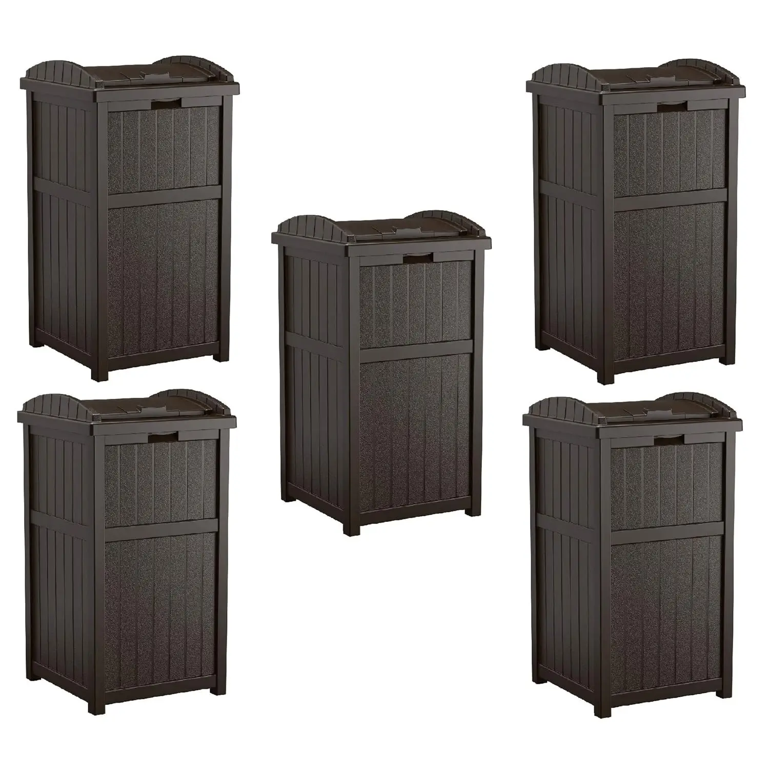 

Suncast Hideaway Outdoor Patio 33 Gallon Capacity Garbage Waste or Recycling Trashcan Bin with Secure Latching Lid, Java