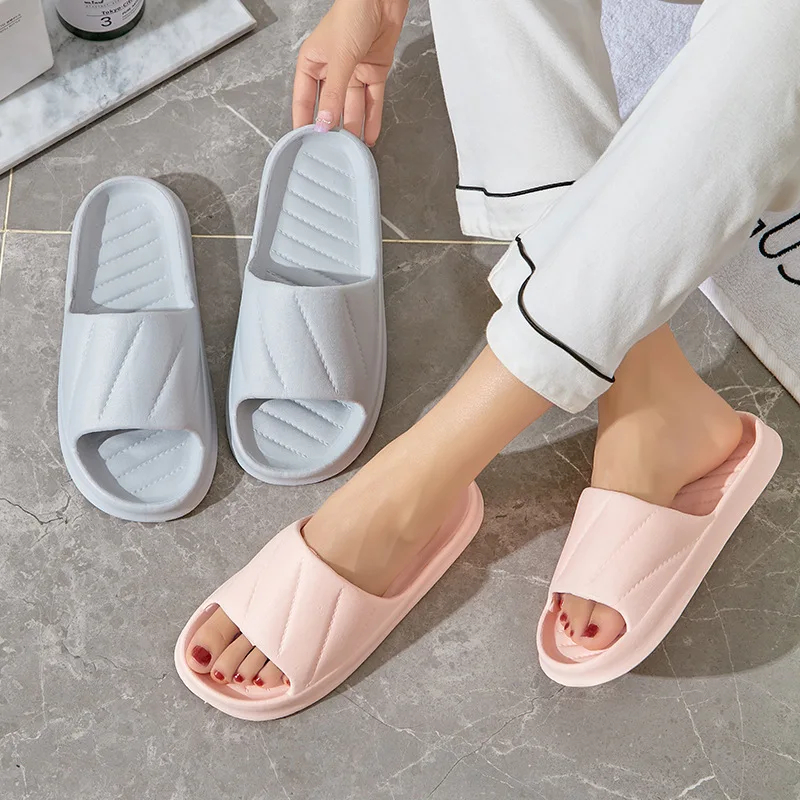 Women Thick Platform Slippers Summer Beach Eva Soft Sole Slide Sandals Leisure Men Ladies Indoor Bathroom Anti-slip mute Shoes