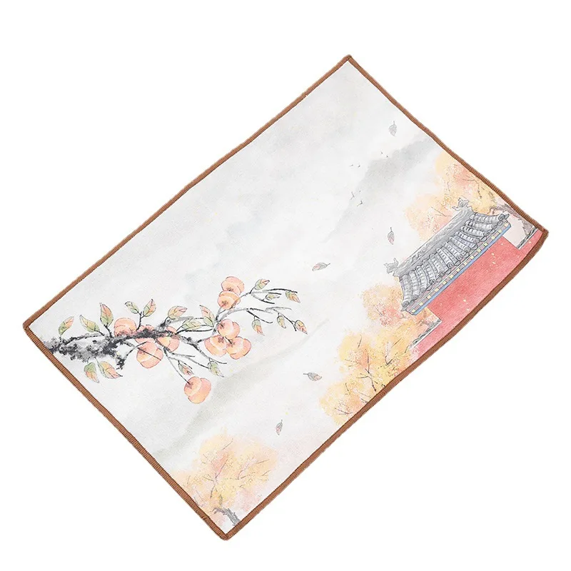 Chinese Absorbent Towel Rag Tea Ceremony Accessories Cotton Linen Tablecloth Simple Style Painted Tea Cushion