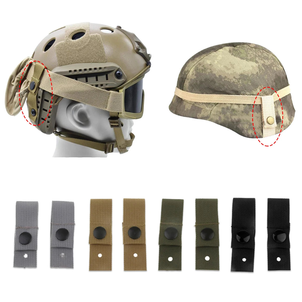 

2PCS Tactical Goggle Retention Straps for MICH/ACH/FAST/M88 Helmet Hunting MOLE Helmet Accessories Nylon Fixing Strap