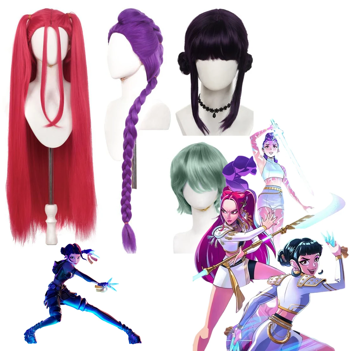 

Anime Kpop Singers Thick Braided Costume Wigs Long Purple Braids Wig Halloween Cosplay Props Halloween Wigs Props