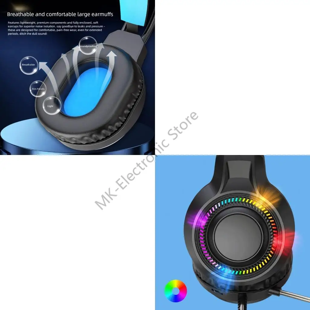 R2LF High Definition Wireds Headphones 40mm Composite Diaphragm Suspension Headband For PC