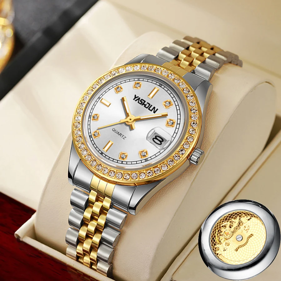 Watches for Woman High Quality Luxury Stainless Steel Quartz Watches Inlaid Diamond English Watch Women Business Watche Gifts