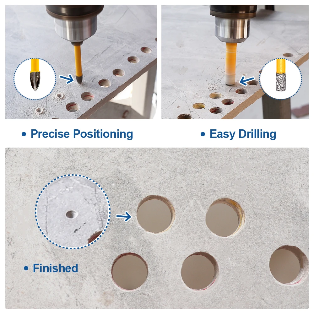 HIGHDRIL Drill Bit Kit 6pcs/box Dia 6/6/6/6/6mm Drill Bit + 6mm Positioning Drill bit Tile Holes Drill Porcelain Tile Crown